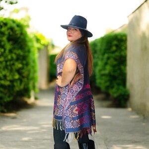 Women's Multicolor Patterned Poncho